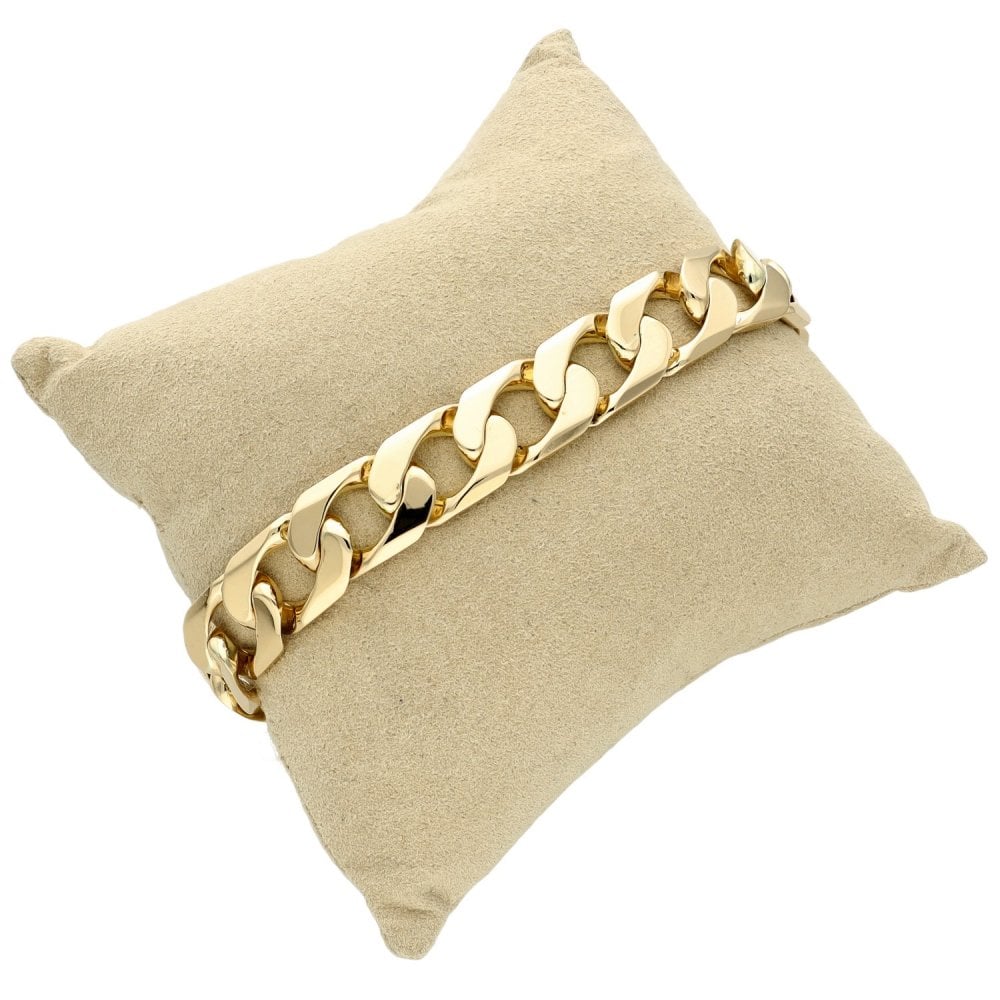 Gents 9ct Yellow Gold Heavy Curb Bracelet - 9.5" - 57.5g