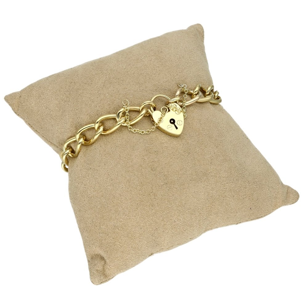 Ladies 9ct Yellow Gold Curb Bracelet - 7.5" - 20.3g