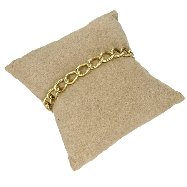 Ladies 9ct Yellow Gold Curb Bracelet - 7.5" - 20.3g