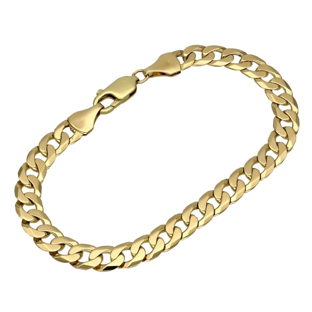 Gents 9ct Yellow Gold Curb Bracelet - 8.5" - 15.9g