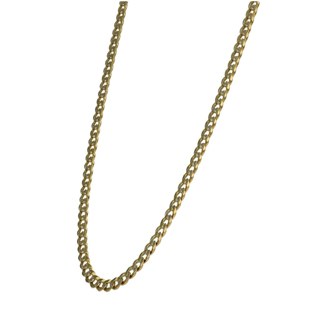 9ct Yellow Gold Patterned Curb Chain - 23" - 14.8g