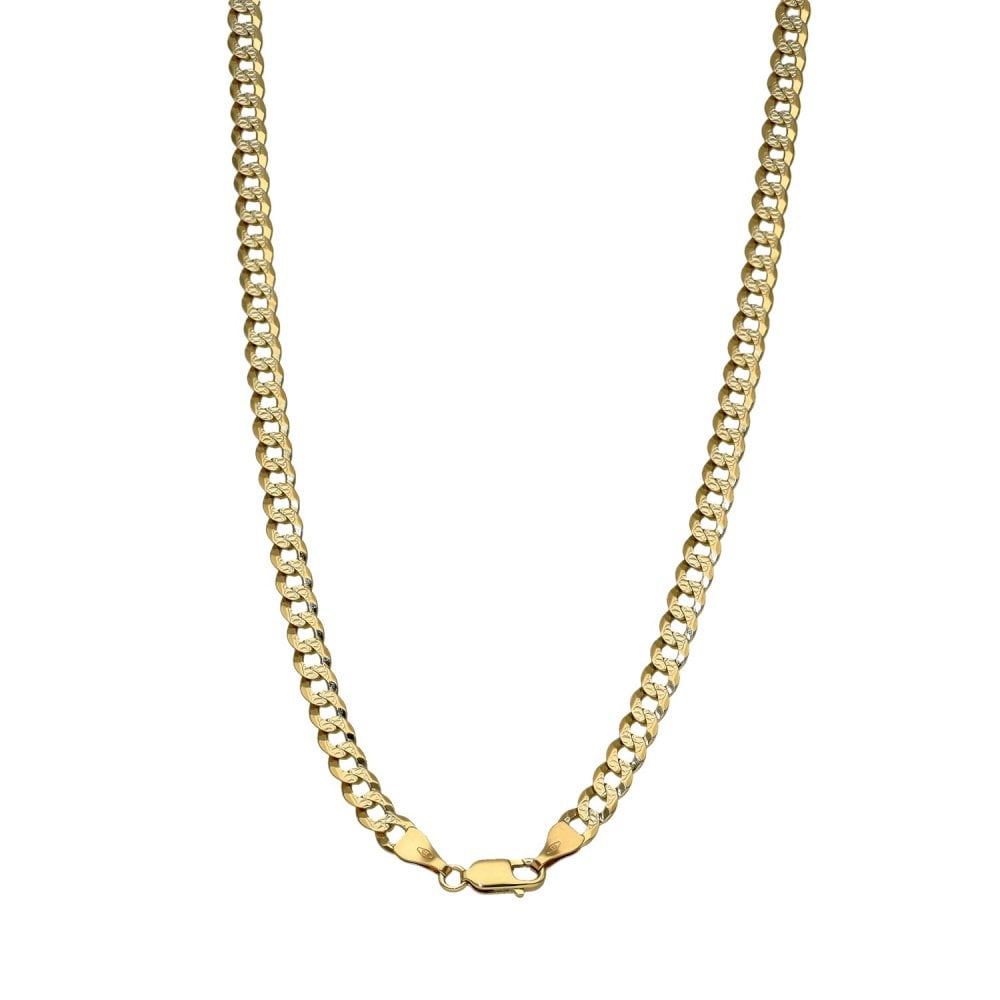 9ct Yellow Gold Patterned Curb Chain - 23" - 14.8g