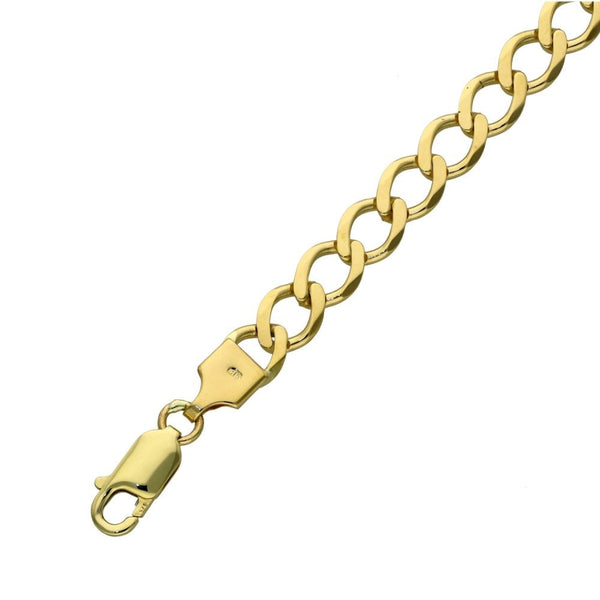 Gents 9ct Yellow Gold Flat Curb Bracelet - 7.5" - 8.4g