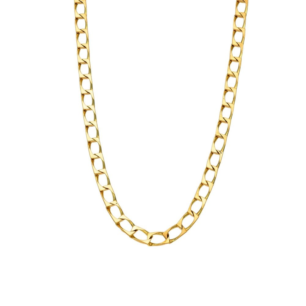 9ct Yellow Gold Open Square Curb Chain - 19" - 18.6g