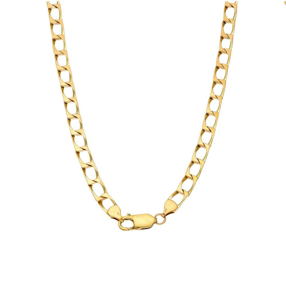 9ct Yellow Gold Open Square Curb Chain - 19" - 18.6g