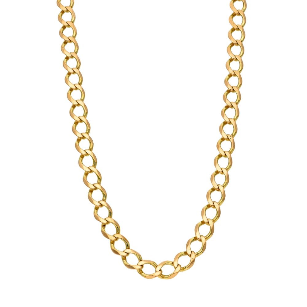 9ct Yellow Gold Open Curb Chain - 22" - 25.6g