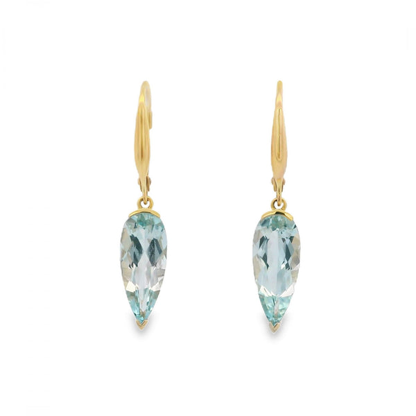 18ct Yellow Gold Blue Topaz Drop Earrings