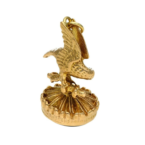 9ct Yellow Gold Onyx Eagle Fob - 16x28mm - 8.0g