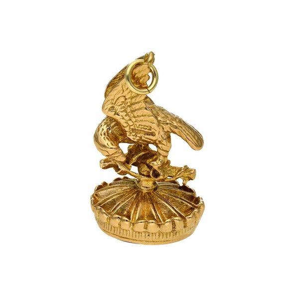9ct Yellow Gold Onyx Eagle Fob - 16x28mm - 8.0g