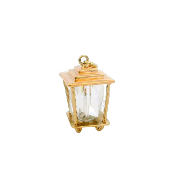 9ct Yellow Gold Crystal Lantern Charm - 7.90g