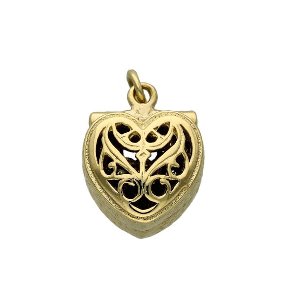 9ct Yellow Gold Heart Ring Box Charm - 14x13x10mm - 4.8g