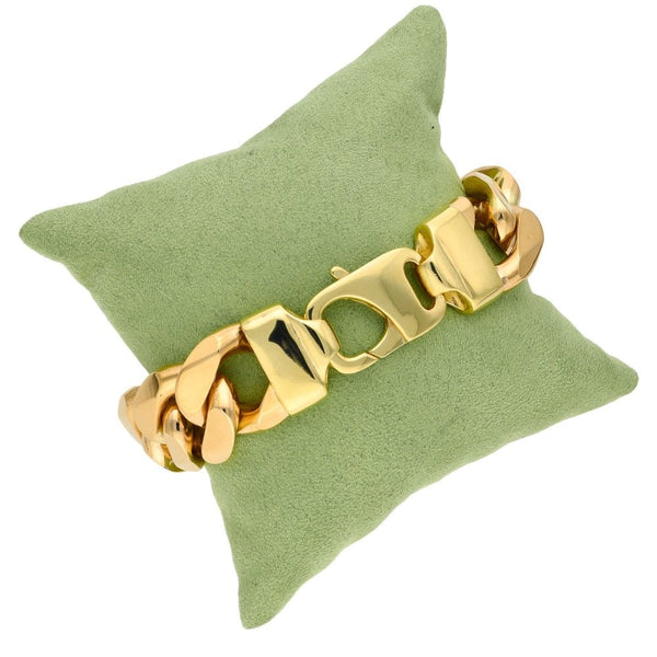 Gents 9ct Yellow Gold Heavy Curb Bracelet - 9" - 190.9g