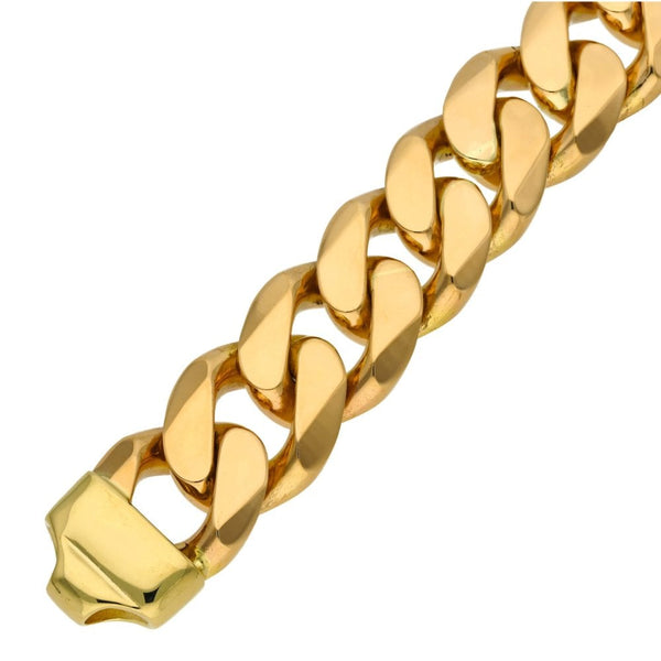 Gents 9ct Yellow Gold Heavy Curb Bracelet - 9" - 190.9g