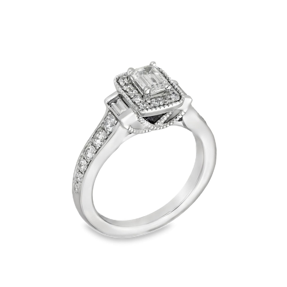 Ladies Platinum Diamond Cluster Ring - Size K - 0.95ct