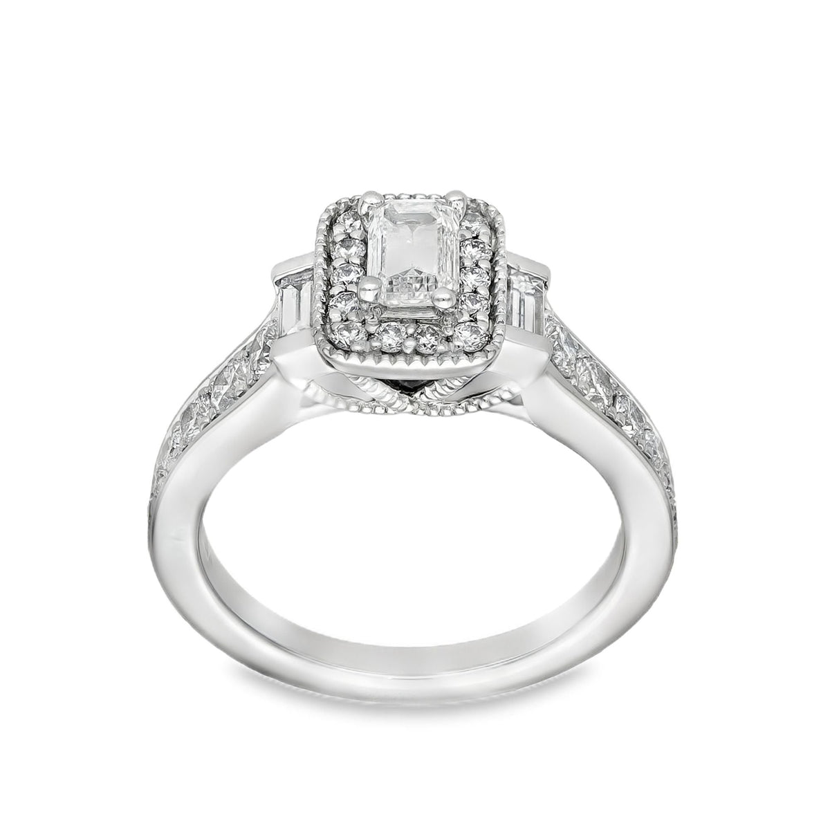 Ladies Platinum Diamond Cluster Ring - Size K - 0.95ct