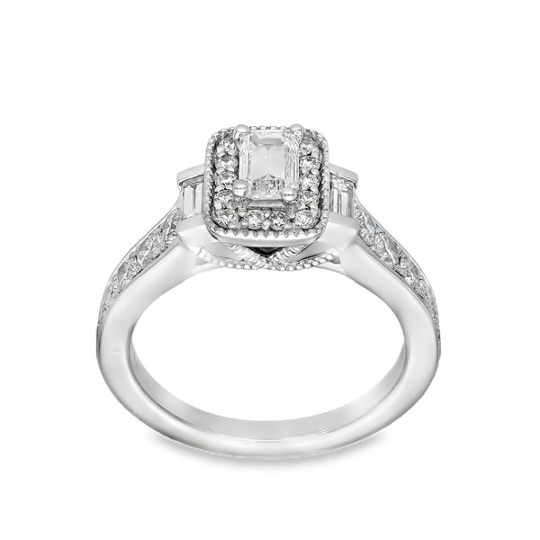 Ladies Platinum Diamond Cluster Ring - Size K - 0.95ct