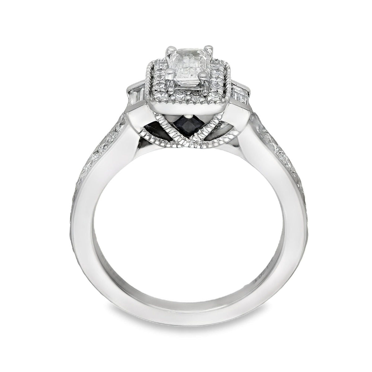 Ladies Platinum Diamond Cluster Ring - Size K - 0.95ct