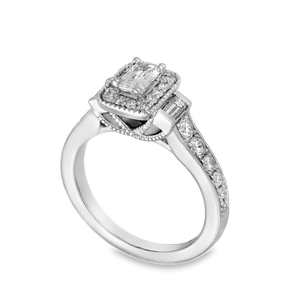 Ladies Platinum Diamond Cluster Ring - Size K - 0.95ct