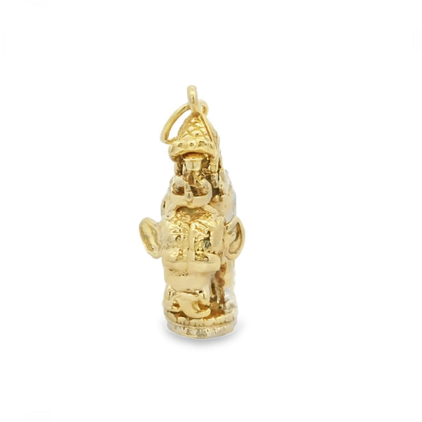 9ct Yellow Gold Elephant Charm - 16x23x10mm - 8.5g