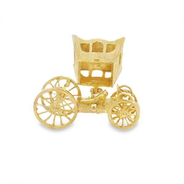 9ct Yellow Gold Stagecoach Charm - 31x20x16mm - 9.3g