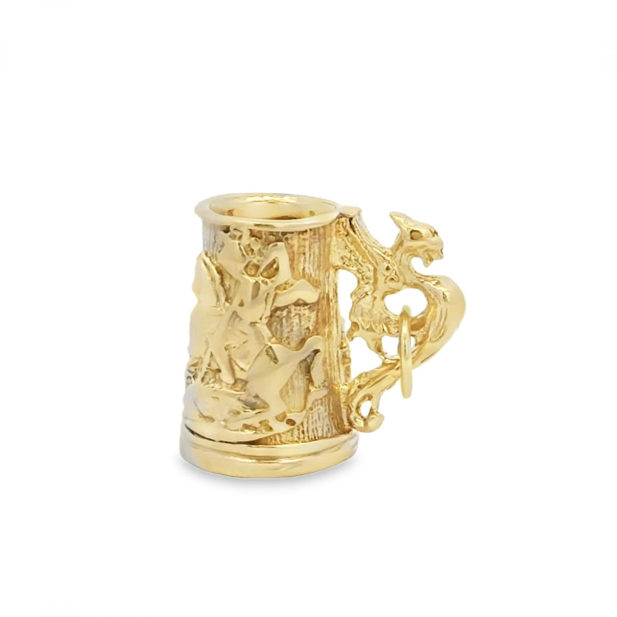 9ct Yellow Gold Ornate Tankard Charm - 23x20x14mm - 10.9g