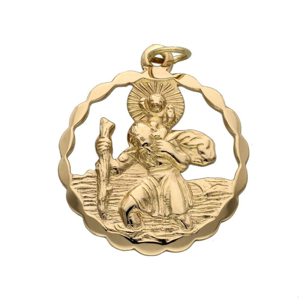 Gents 9ct Yellow Gold St. Christopher Pendant - 23x23mm - 5.5g