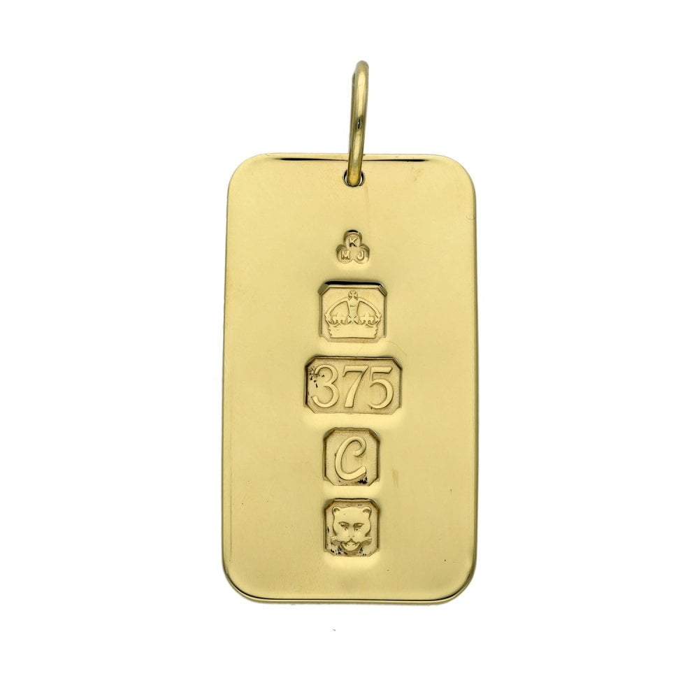 9ct Yellow Gold Ingot Pendant - 20x35x2mm - 14.6g