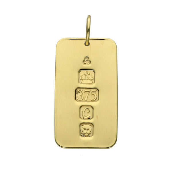 9ct Yellow Gold Ingot Pendant - 20x35x2mm - 14.6g