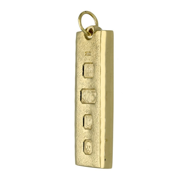 9ct Yellow Gold Ingot Pendant - 15x43x4mm - 29.5g