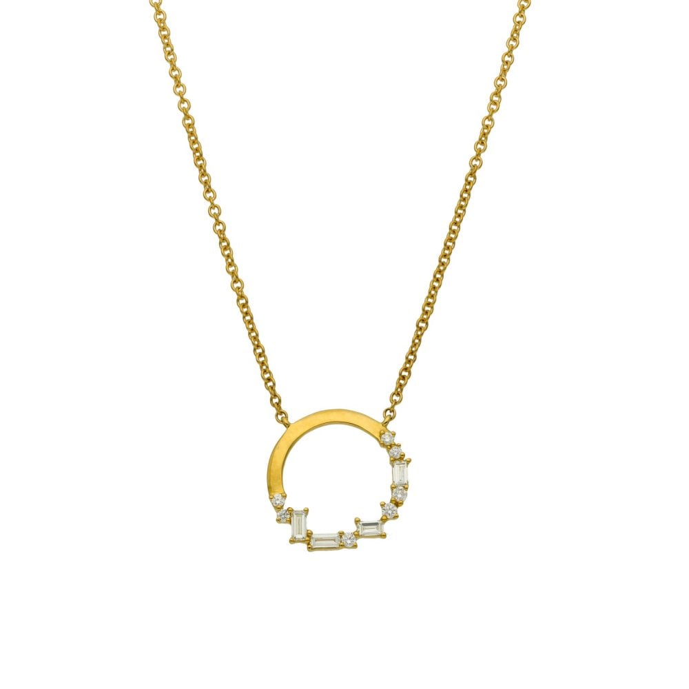 18ct Yellow Gold Diamond Loop Pendant & Necklace - 18" - 3.5g