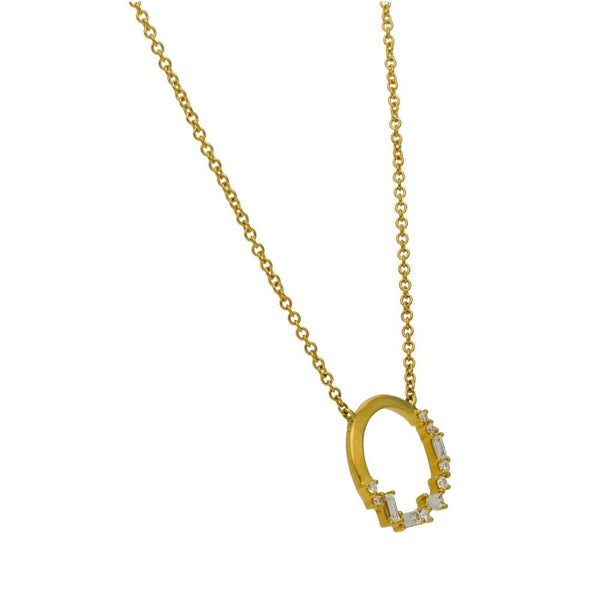 18ct Yellow Gold Diamond Loop Pendant & Necklace - 18" - 3.5g
