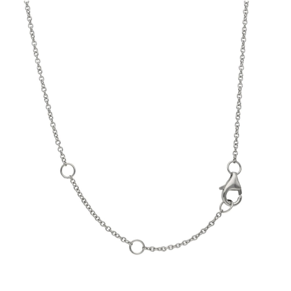 18ct White Gold Diamond Loop Pendant & Necklace - 18" - 3.5g