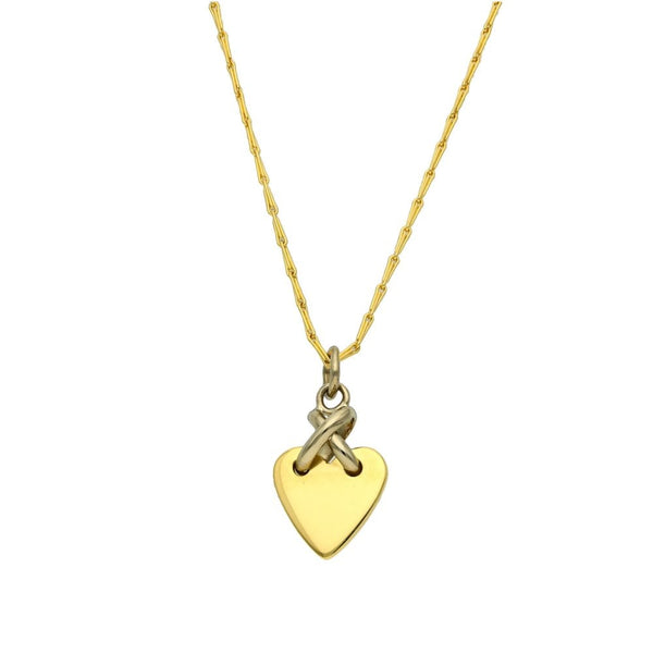 18ct Yellow & White Gold Heart Pendant & Necklace - 18" - 6.7g
