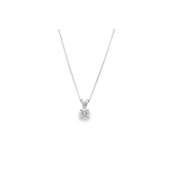 Ladies 9ct White Gold Diamond Pendant & Necklace - 18" - 1.3g