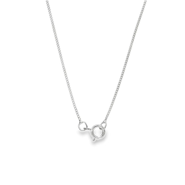 Ladies 9ct White Gold Diamond Pendant & Necklace - 18" - 1.3g