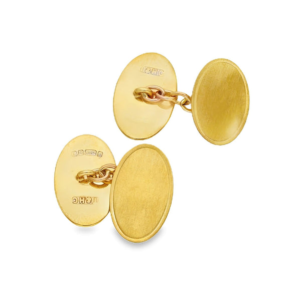 9ct Yellow Gold Oval Cufflinks - 5.0g