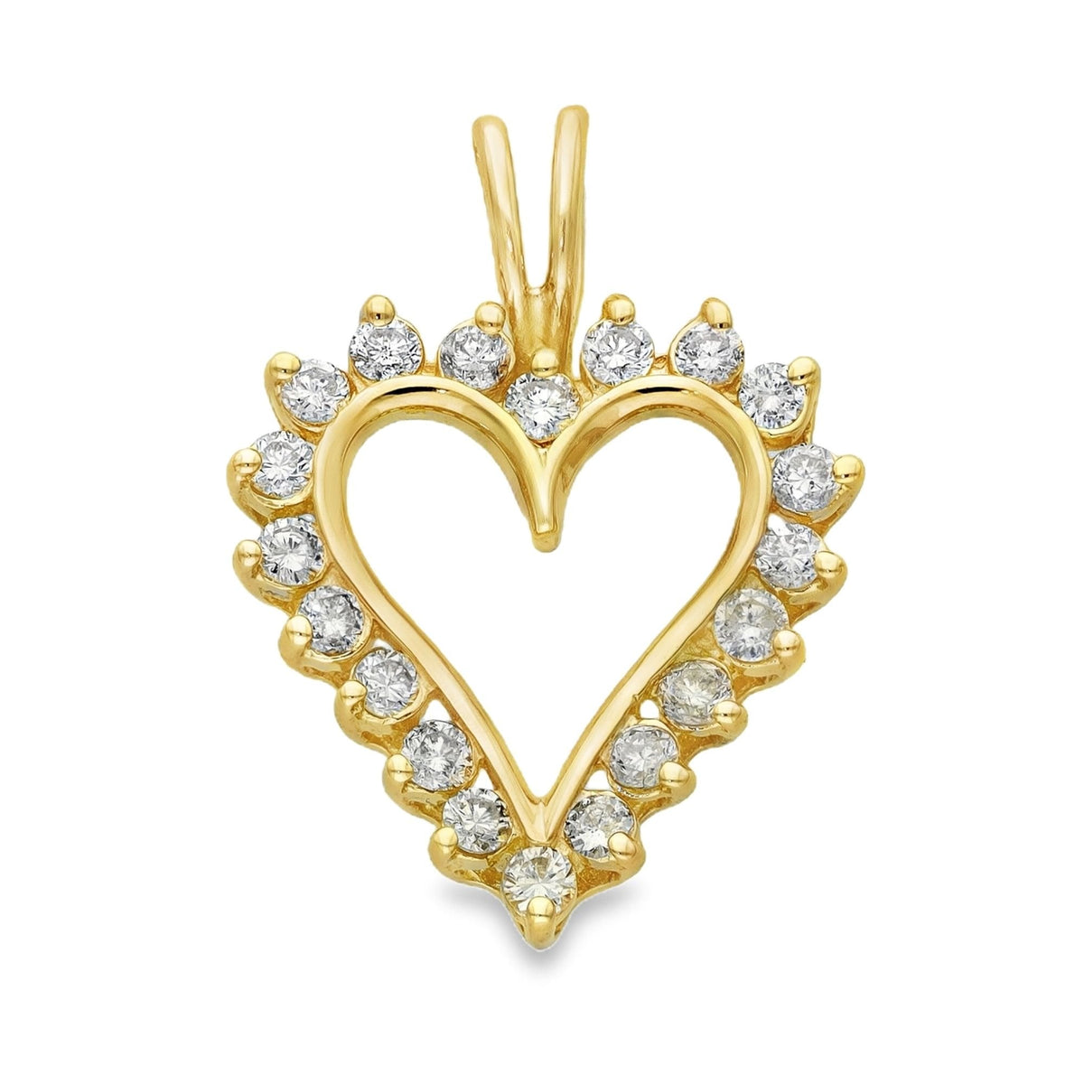 Ladies 14ct Yellow Gold Open Diamond Heart Pendant - 1.00ct