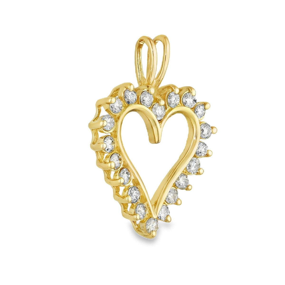 Ladies 14ct Yellow Gold Open Diamond Heart Pendant - 1.00ct