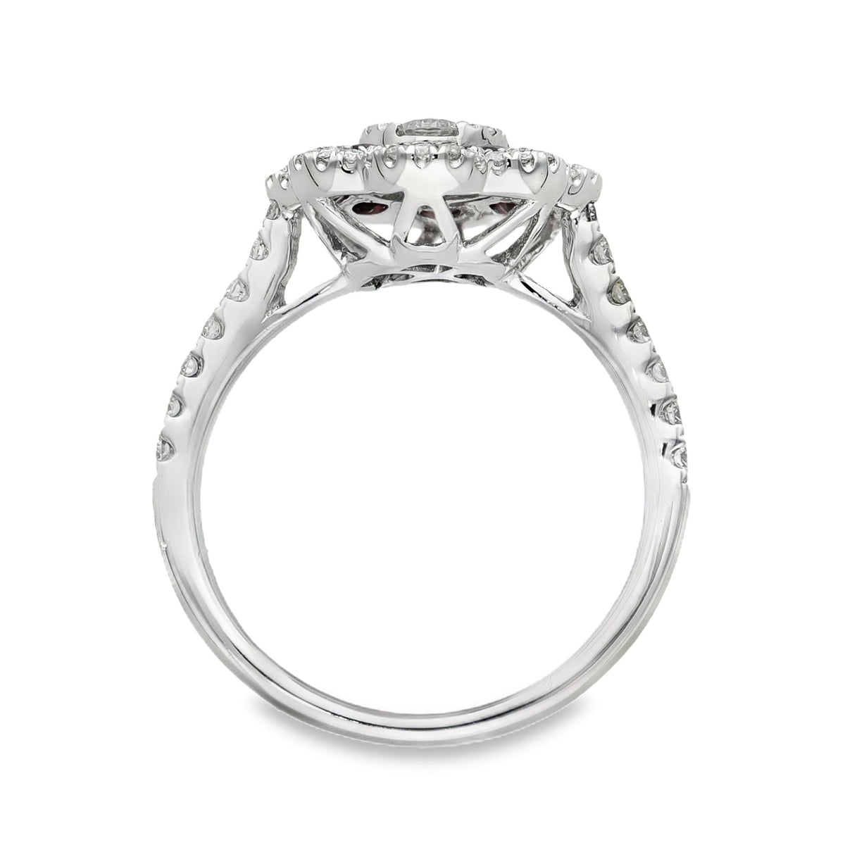 18ct White Gold Ruby & Diamond Petal Cluster Ring - 0.73ct
