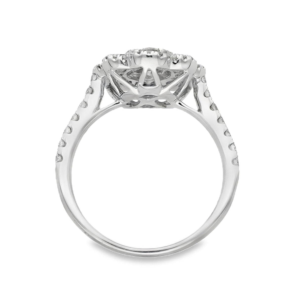 18ct White Gold Sapphire & Diamond Petal Cluster Ring - Size N