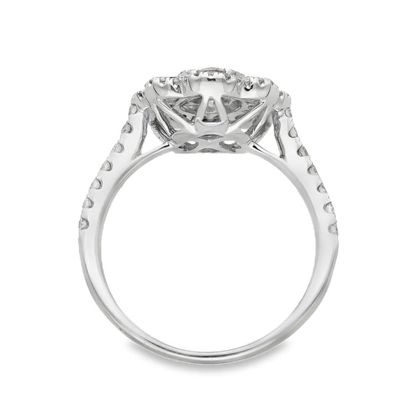 18ct White Gold Sapphire & Diamond Petal Cluster Ring - Size N