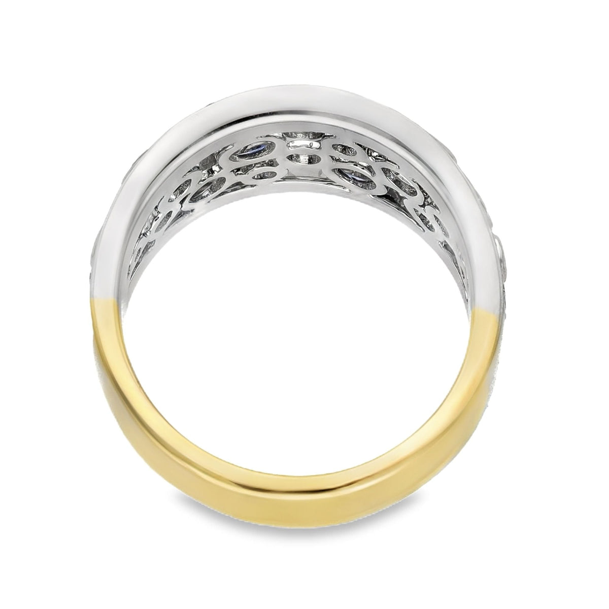 18ct Yellow & White Gold Sapphire & Diamond Ring - Size P