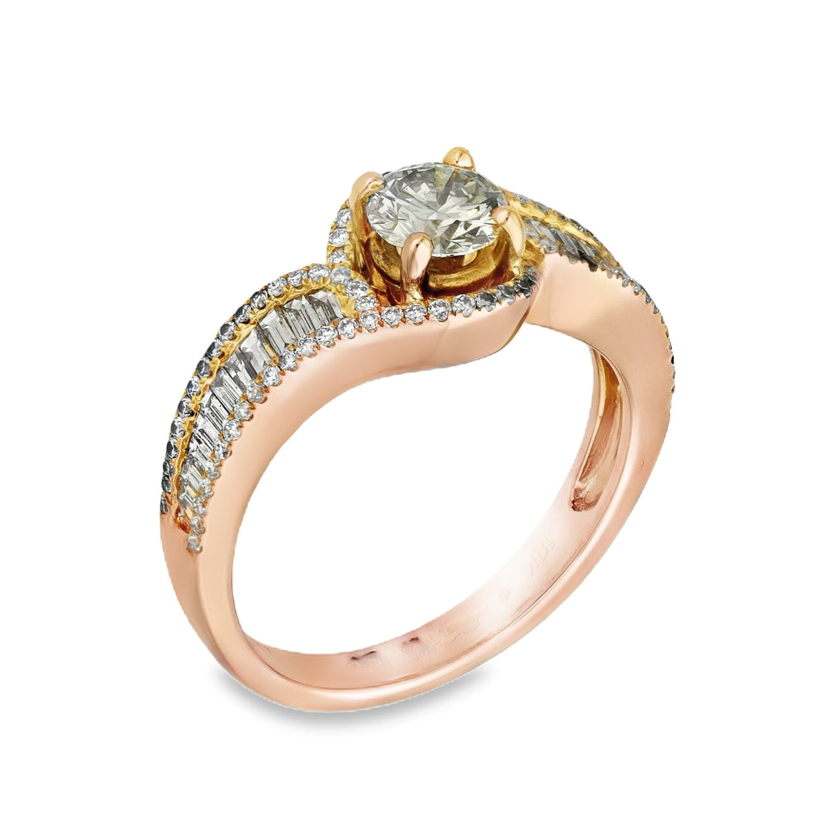 18ct Rose Gold Diamond Twist Ring - Size M - 1.00ct