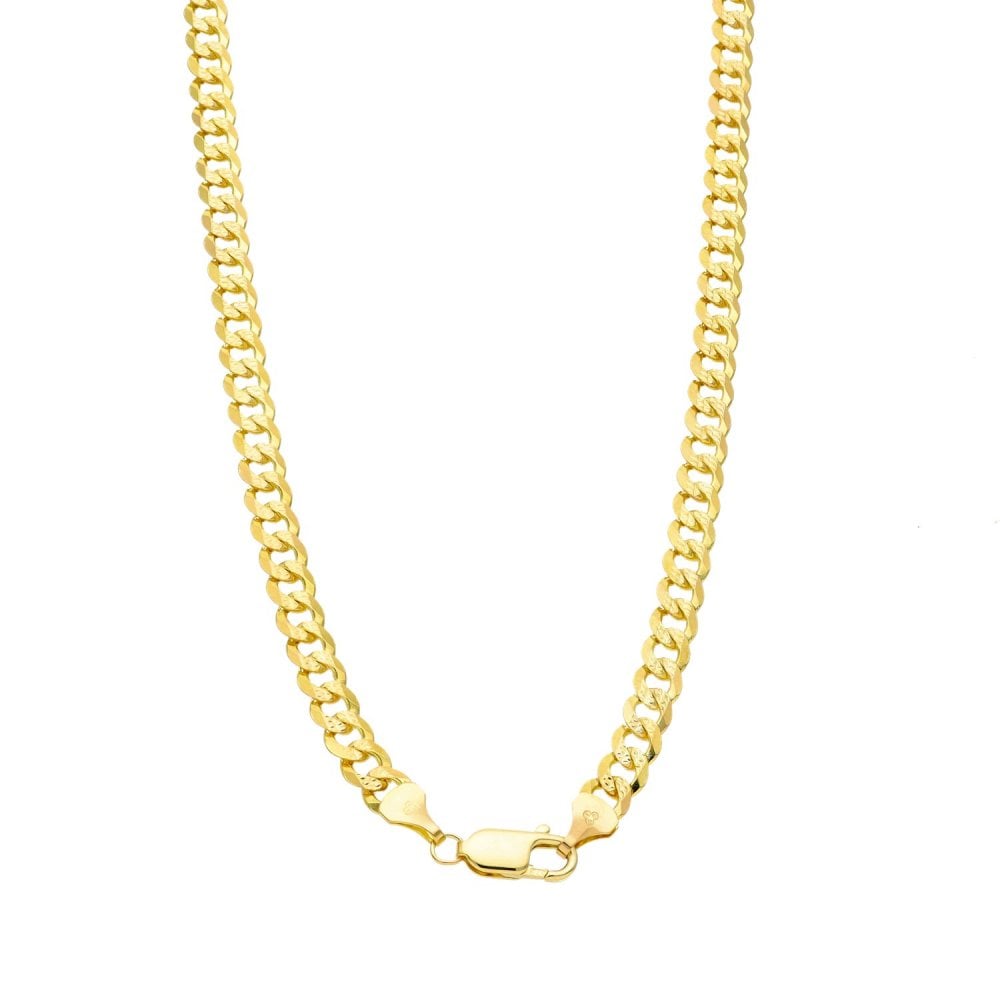 9ct Yellow Gold Patterned Curb Chain - 18" - 20.0g