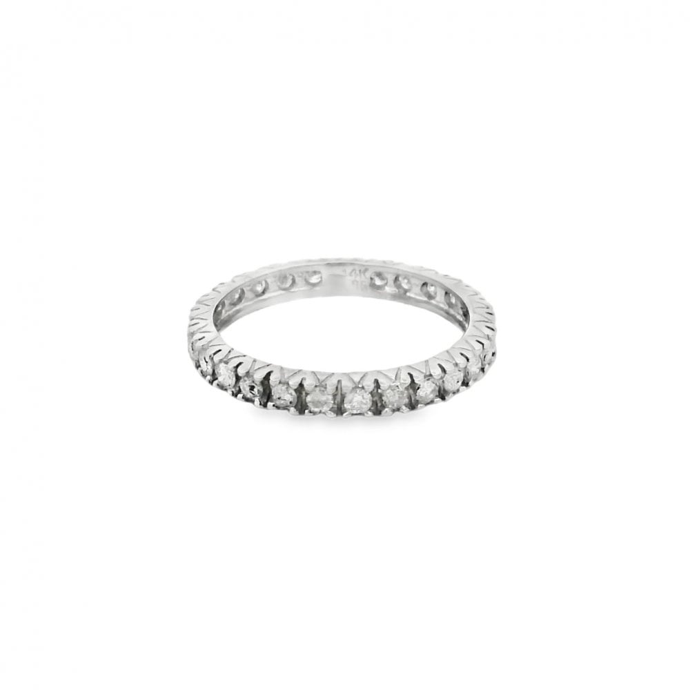 Ladies 14ct White Gold Diamond Eternity Ring - Size L - 0.68ct