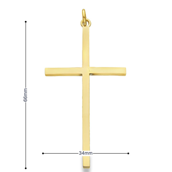 9ct Yellow Gold Thin Cross Pendant - 34x66x3mm - 9.7g