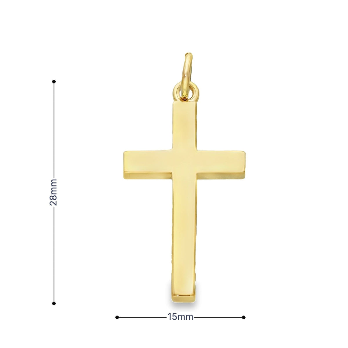9ct Yellow Gold Square Cross Pendant - 15x28x3mm - 3.6g