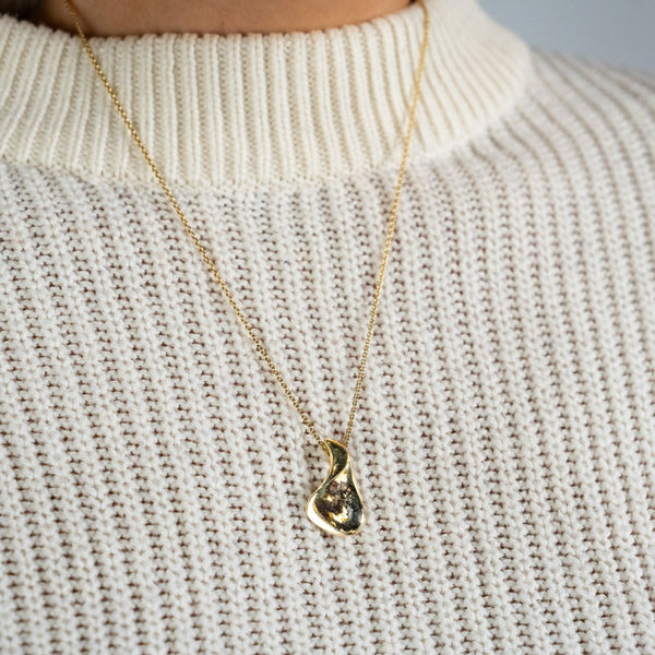 9ct Yellow Gold Heavy Twisted Pebble Necklace - 20" - 10.1g