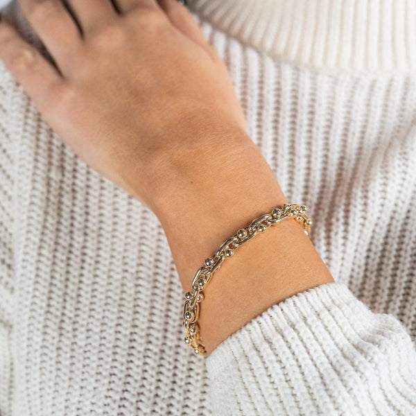 9ct Yellow Gold Hollow Fancy Knobbles Bracelet - 8"