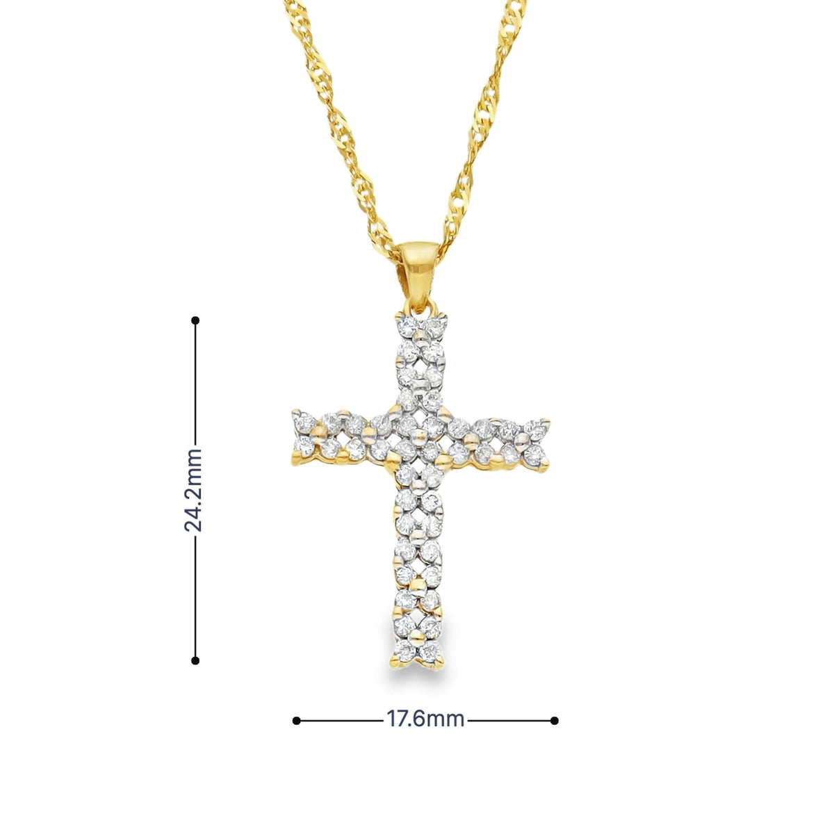 9ct yellow Gold Twist Curb Chain & Diamond Cross Pendant - 20"
